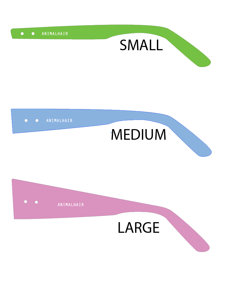 Simple temple examples for custom designed glasses