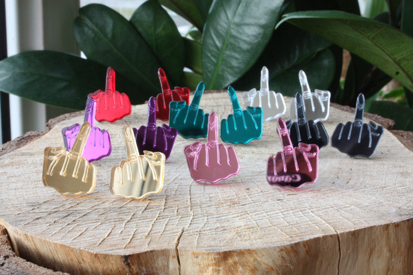 Middle finger stud earrings