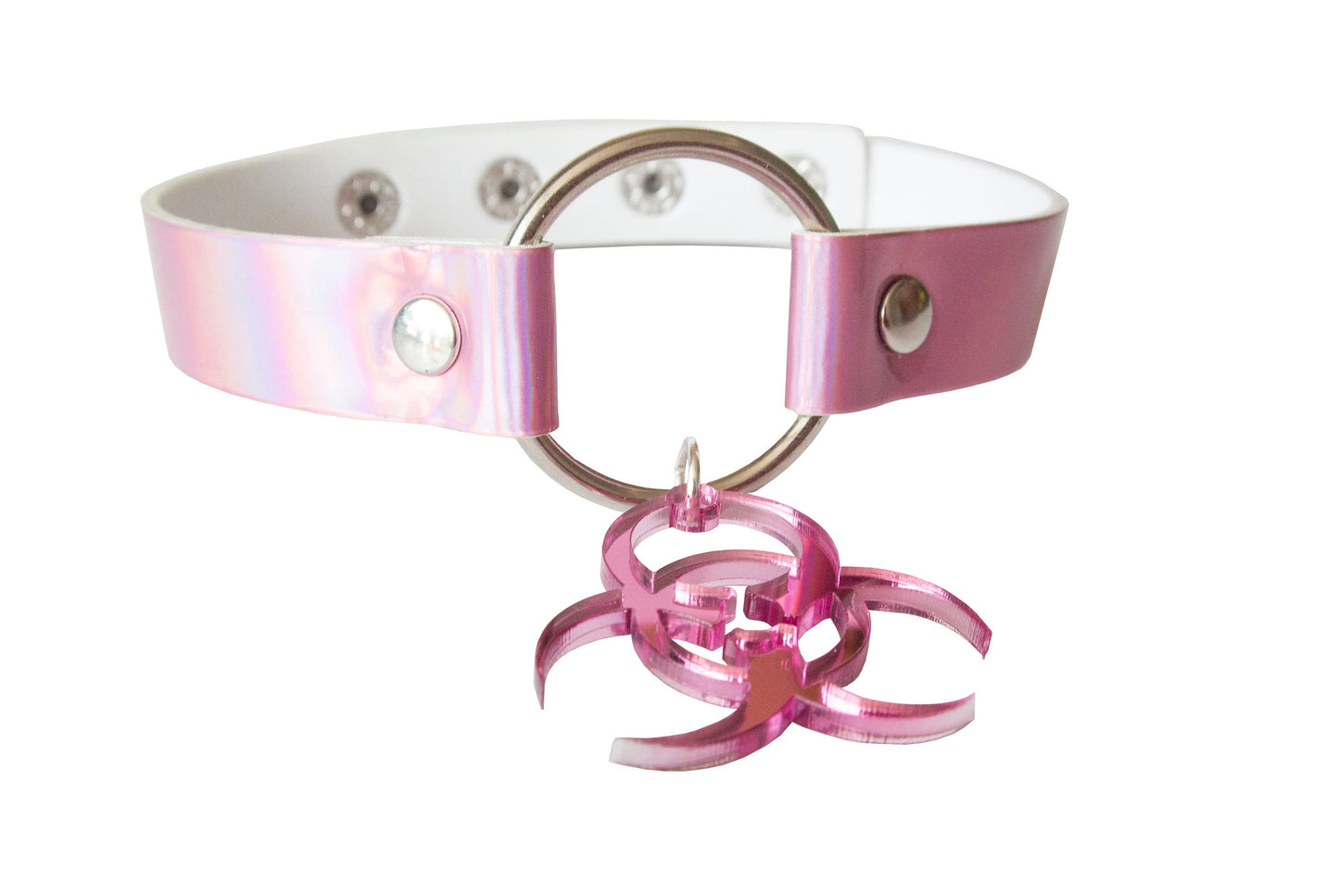 Iridescent Biohazard Choker Necklace