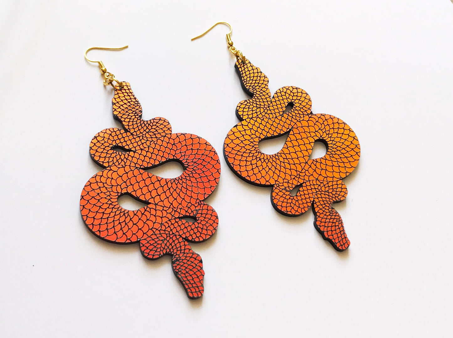 Iridescent Snake Statement Earrings