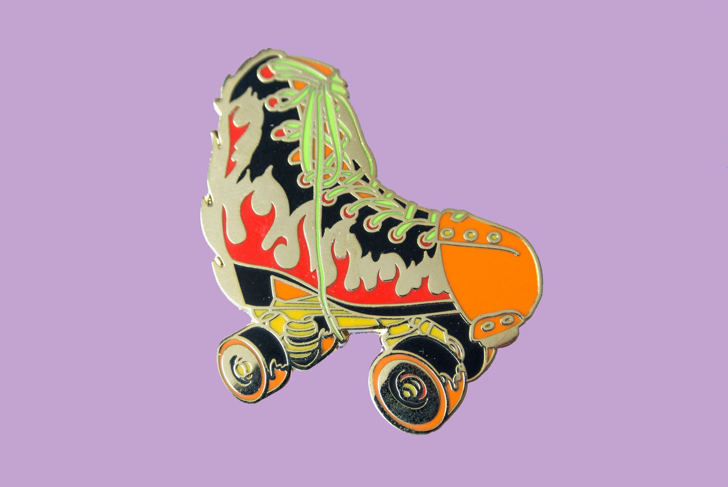 Flaming Rollerskate Pin