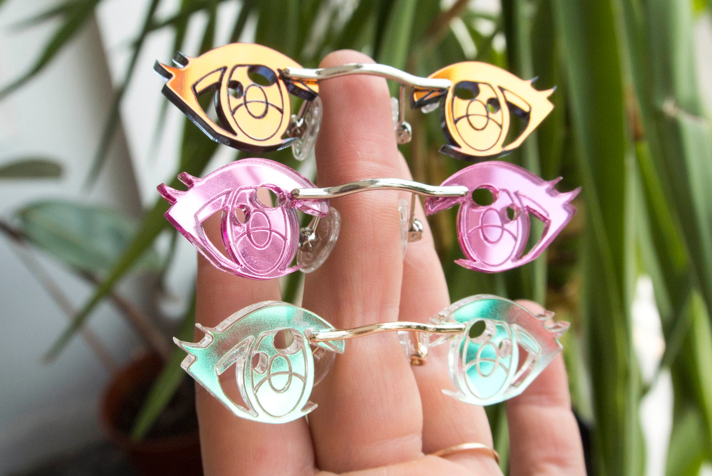 Three pairs of anime inspired pince nez eyewear