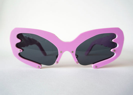 pink buggy sunglasses with black lenses by animalhair