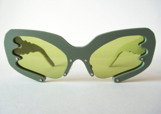 khaki green Y2Kstyle glasses with green lenses 