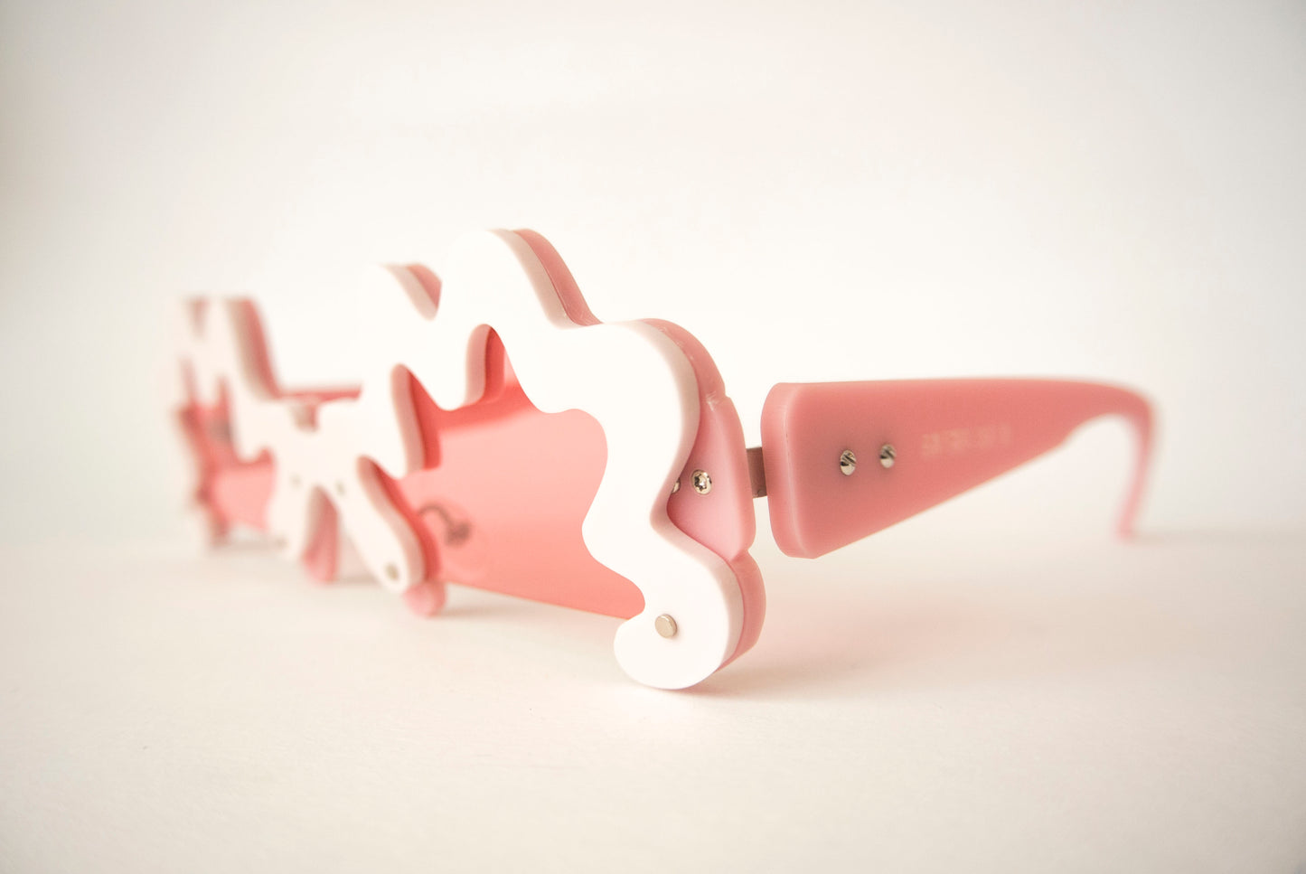 pink sunglasses with irregular rims and pink lenses by animalhair