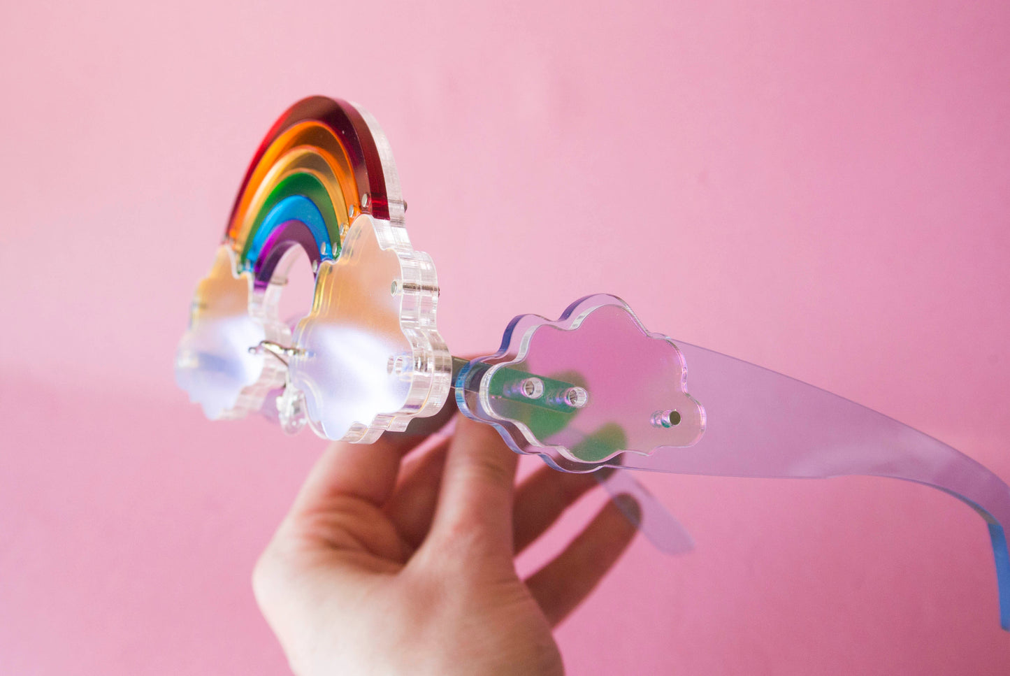 Custom designed rainbow glasses for pride celebrations by Anna Mulhearn