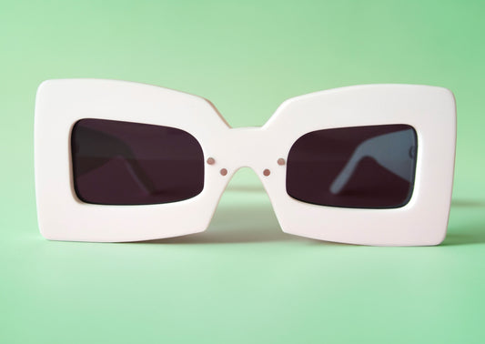 Cover photo for square eyes glasses, white with black lenses