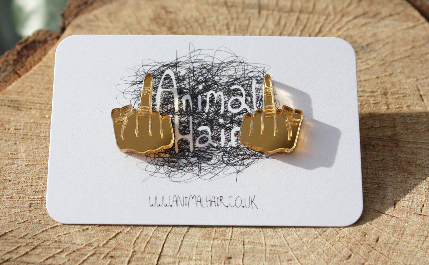 Middle finger stud earrings