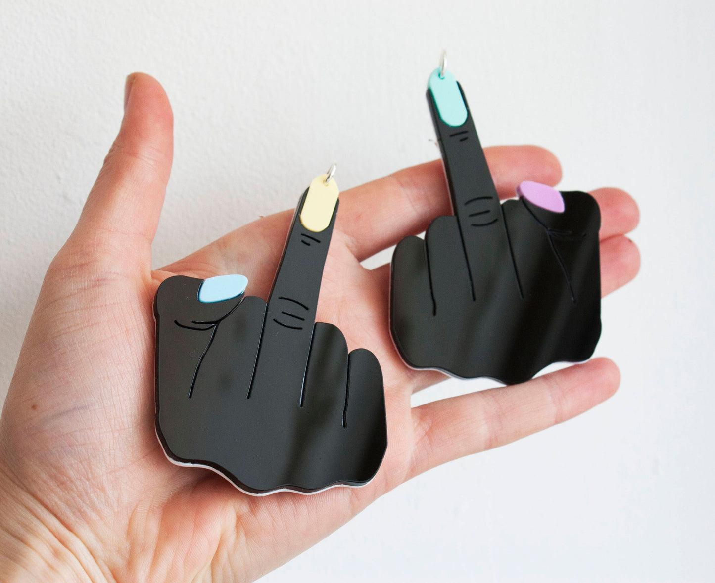 Large Middle finger earrings in 4 colours