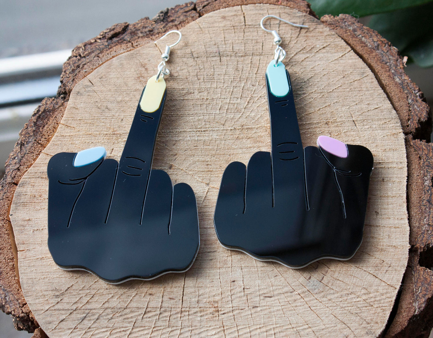 Large Middle finger earrings in 4 colours