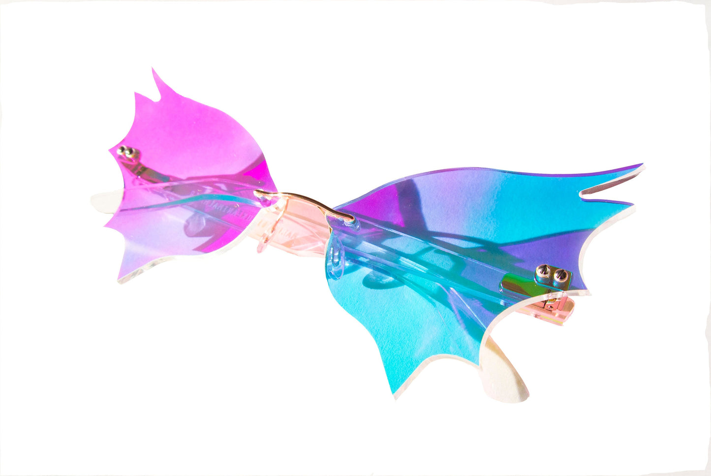 Dichroic multi coloured bat wing eyewear by Animalhair