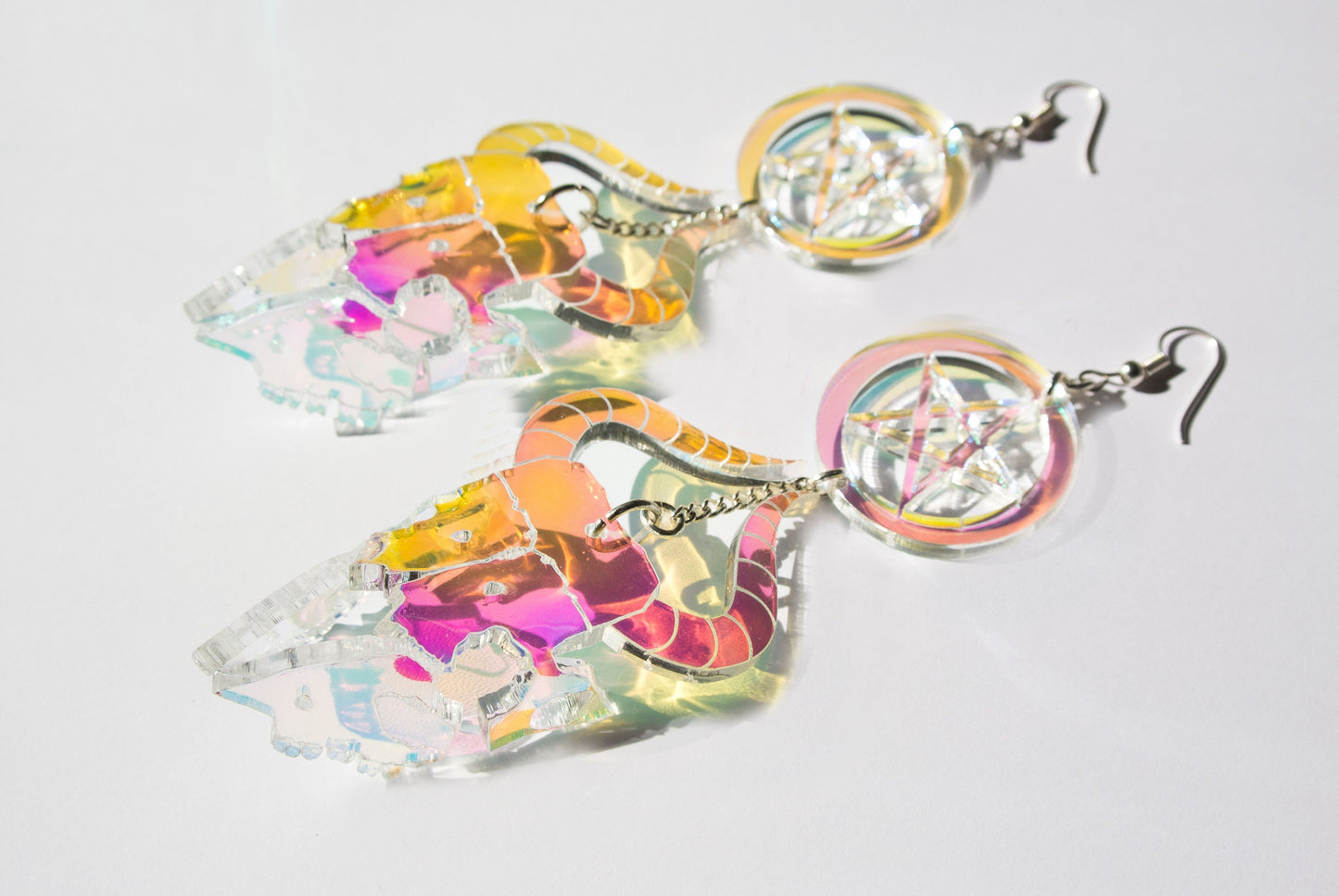 Iridescent Goat Skull Earrings