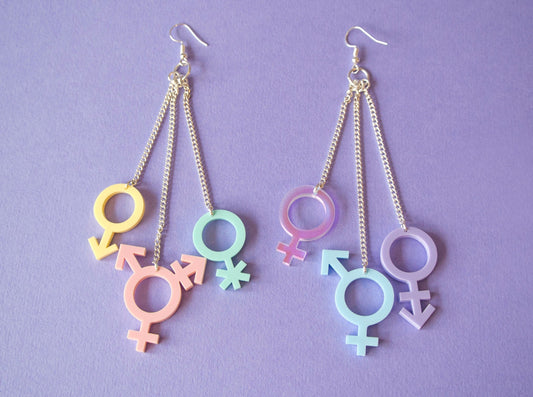 Gender Symbol Cascade Earrings