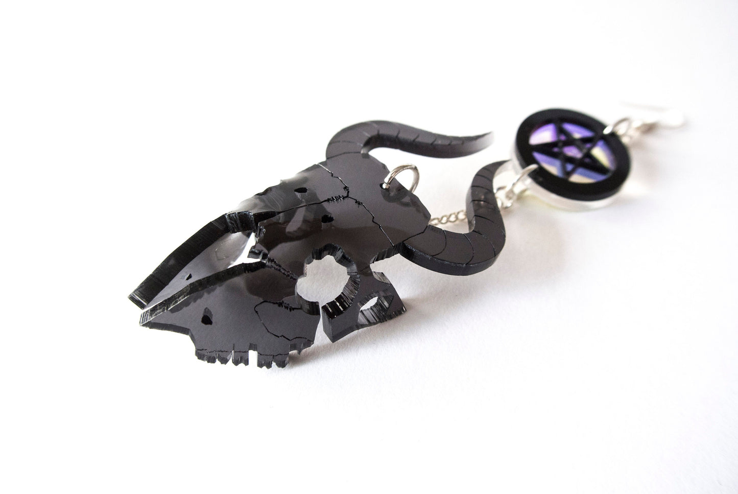 Iridescent Goat Skull Earrings