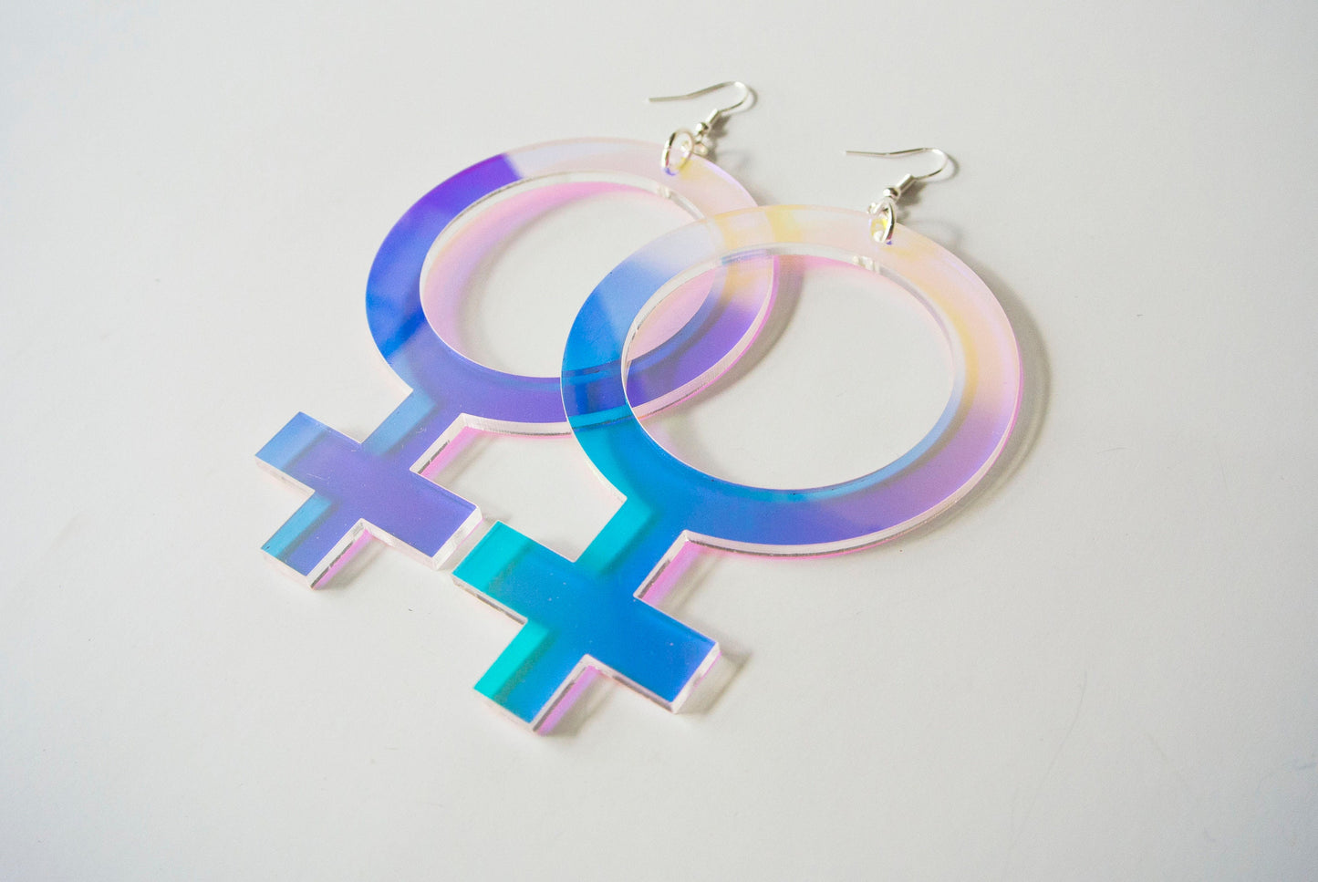 Iridescent Female Symbol Statement Earrings