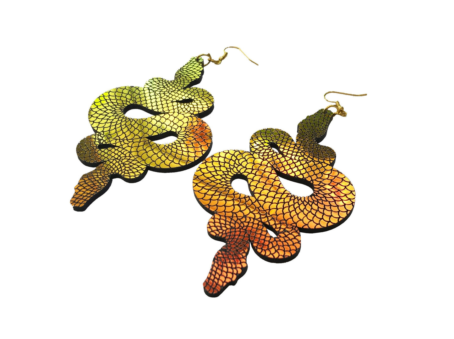 Iridescent Snake Statement Earrings