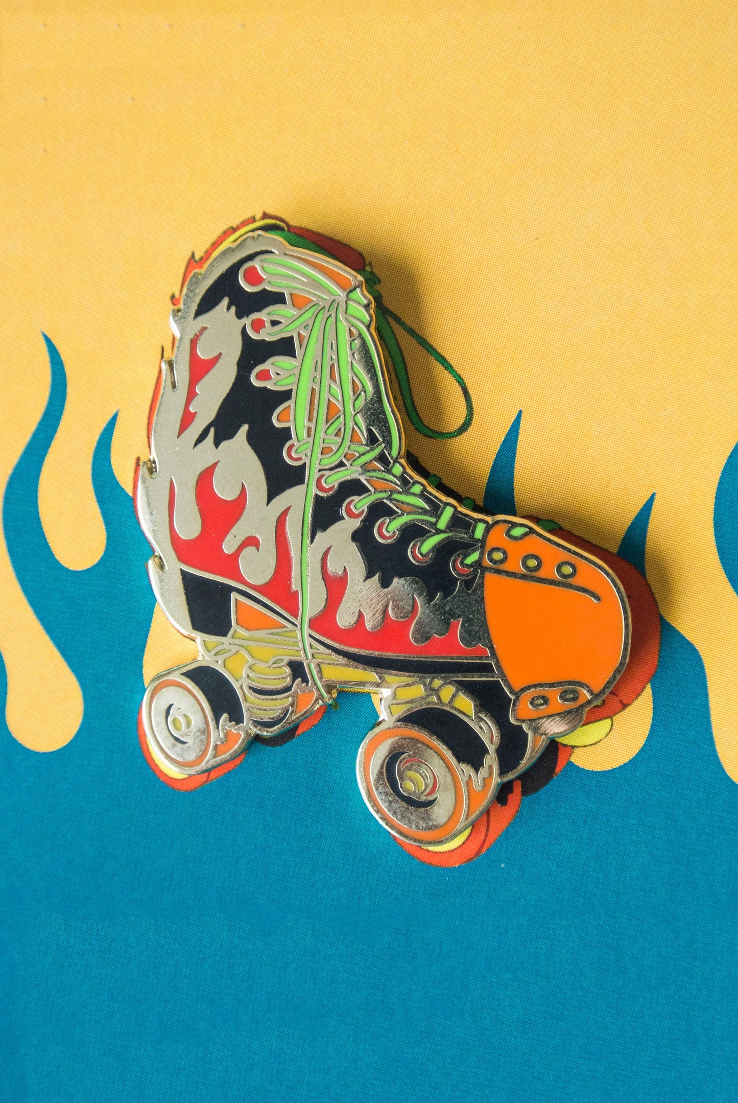 Flaming Rollerskate Pin