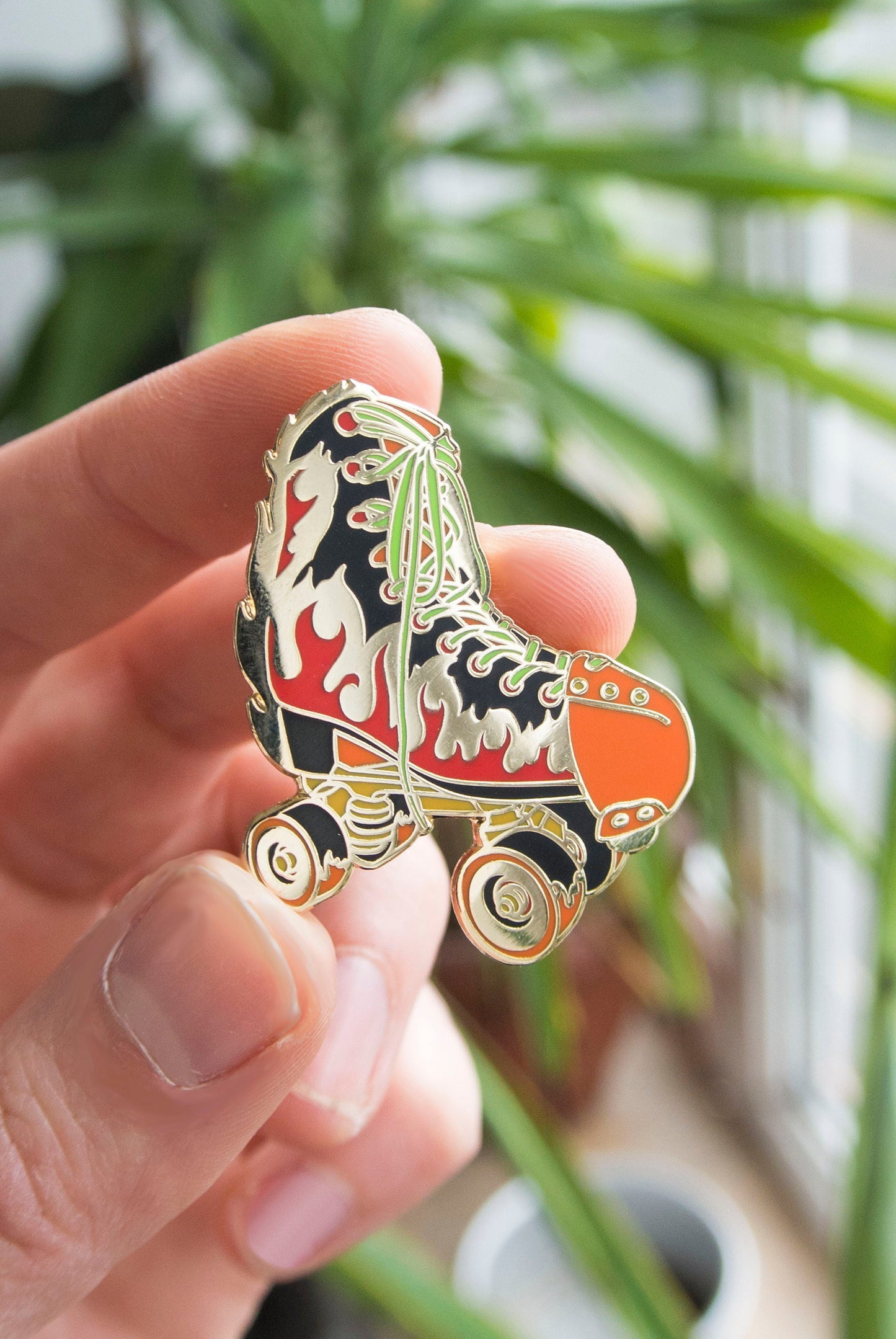 Flaming Rollerskate Pin