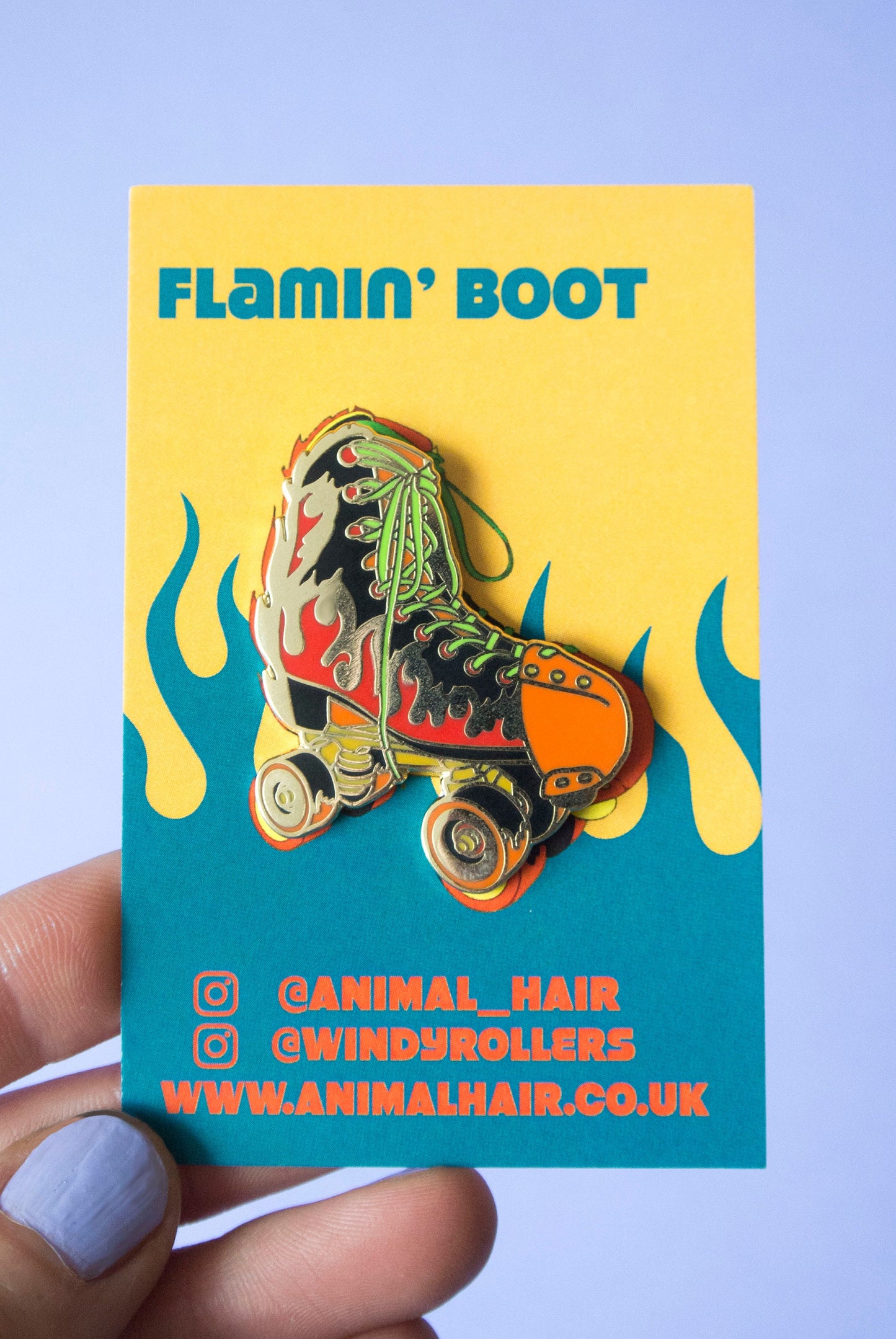 Flaming Rollerskate Pin
