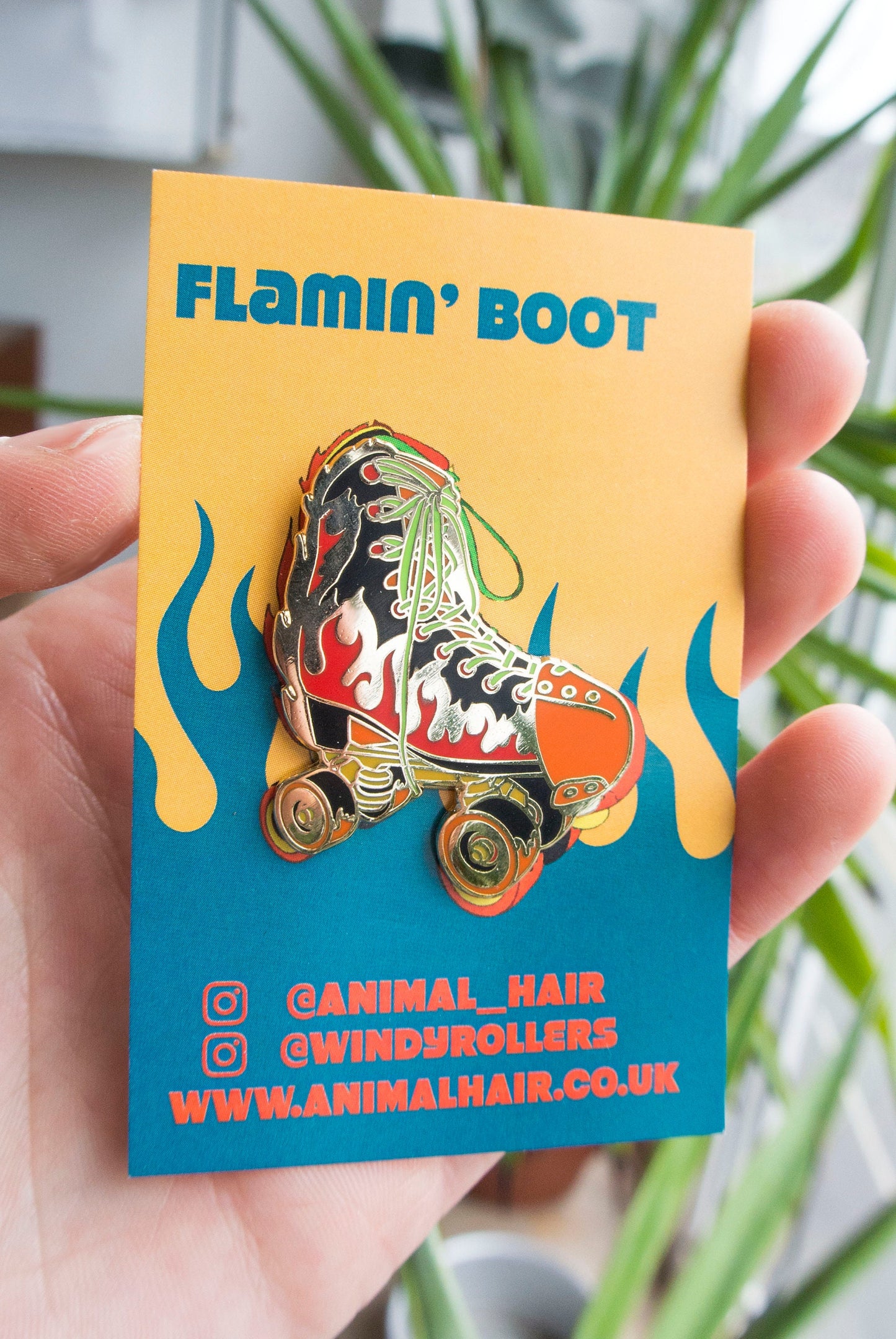 Flaming Rollerskate Pin